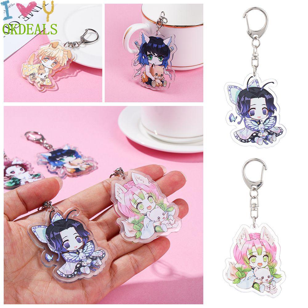 OKDEALS Double Keychain Acrylic Keychain Nezuko Genya Shinjurou Tengen