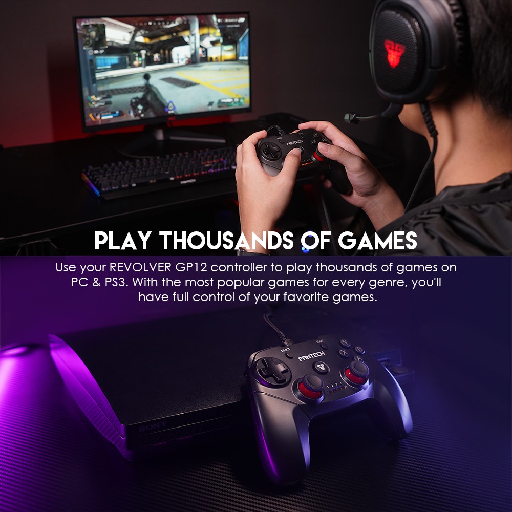 Tay Cầm Chơi Game FANTECH GP12 REVOLVER Dùng Được Cho PC, Console