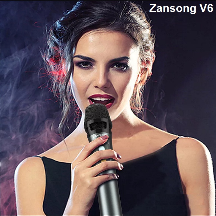 Micro Không Dây UHF V6, Mic Chính Hãng Zansong, Dùng Cho Loa Kéo, Lắp