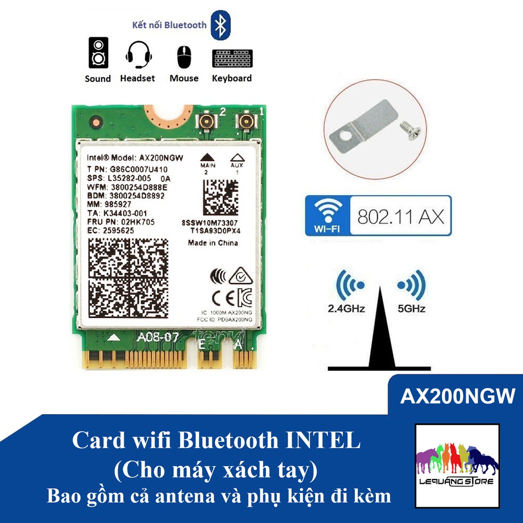 Card wifi Bluetooth Intel 7260 7265 8260 8265 9260 9560 AX200 AX201