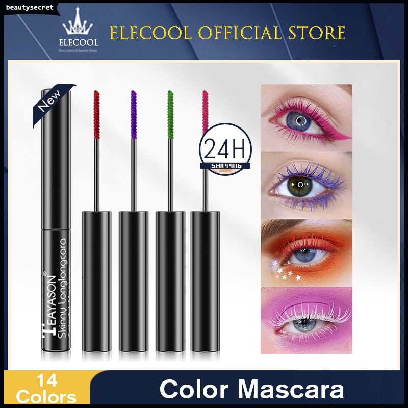 Mascara TEAYASON 6 màu tùy chọn giúp làm cong và dày mi với thiết kế vỏ