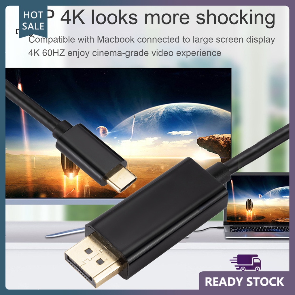 Dây Cáp Chuyển Đổi Rga Usb Đen 1.8m Usb 3.1 Type-C Sang Dp Hd Ổn Định