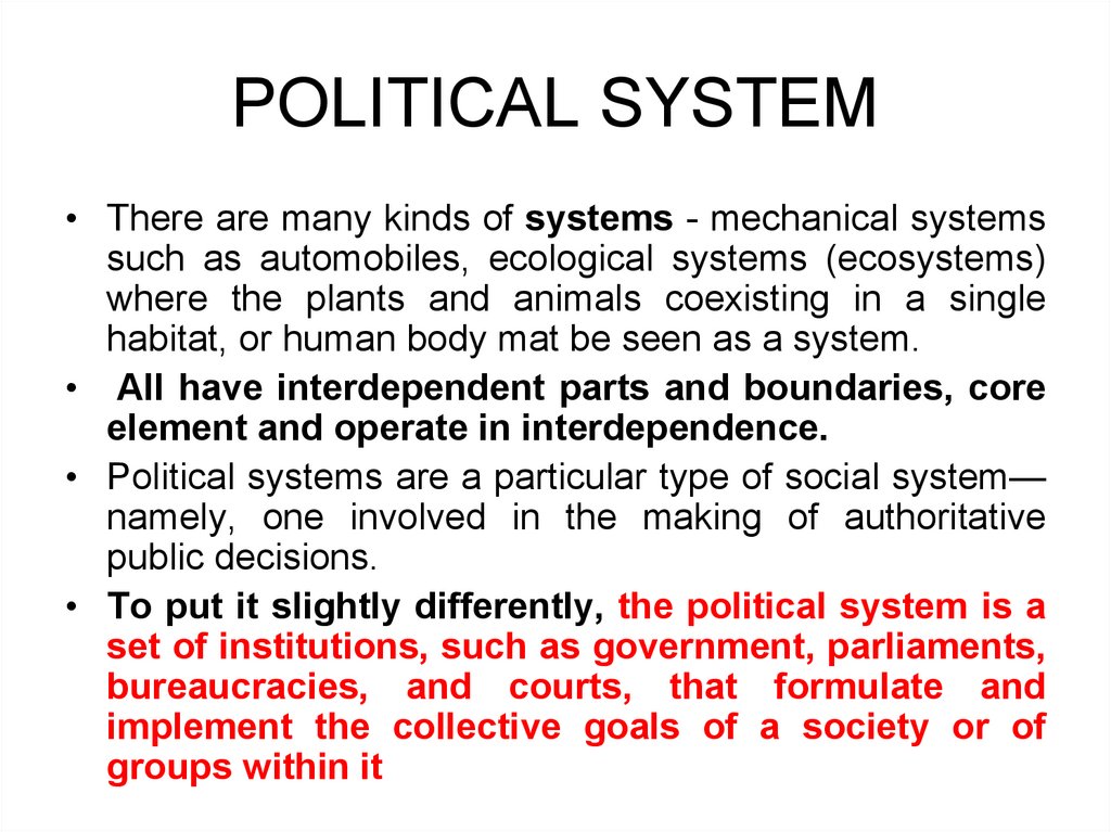 Political System online presentation