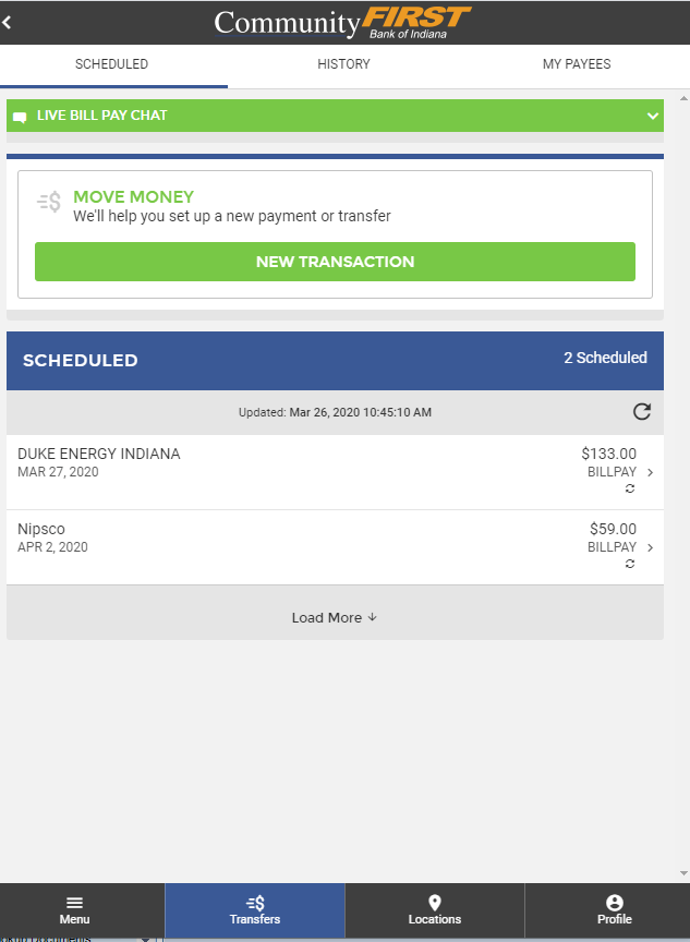 Online Banking Bill Pay Community First Bank of Indiana