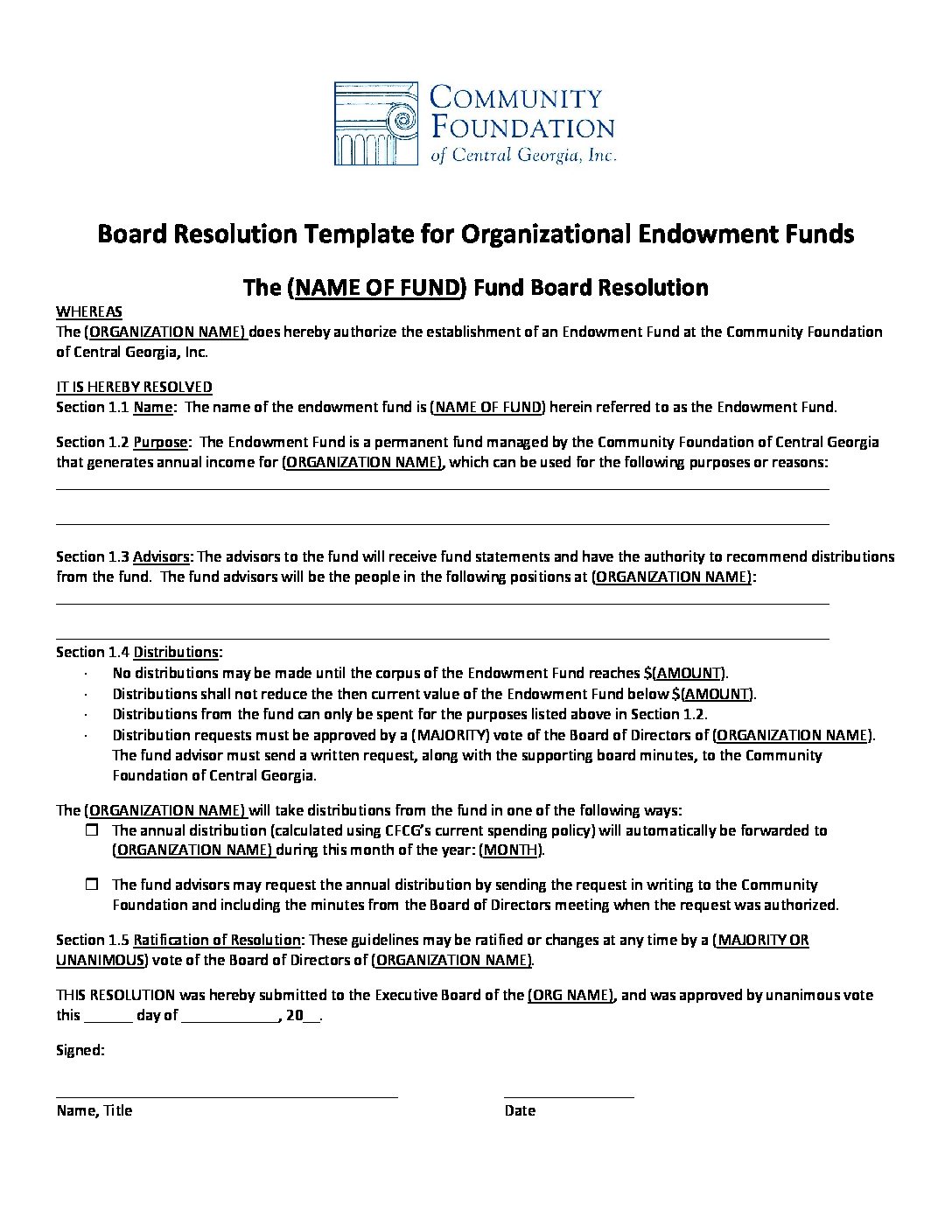 Parliamentary Resolution Format