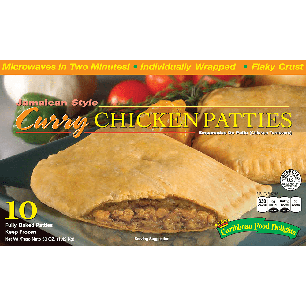 Jamaican Style Curry Chicken Patties, 12/10 Packs Baked