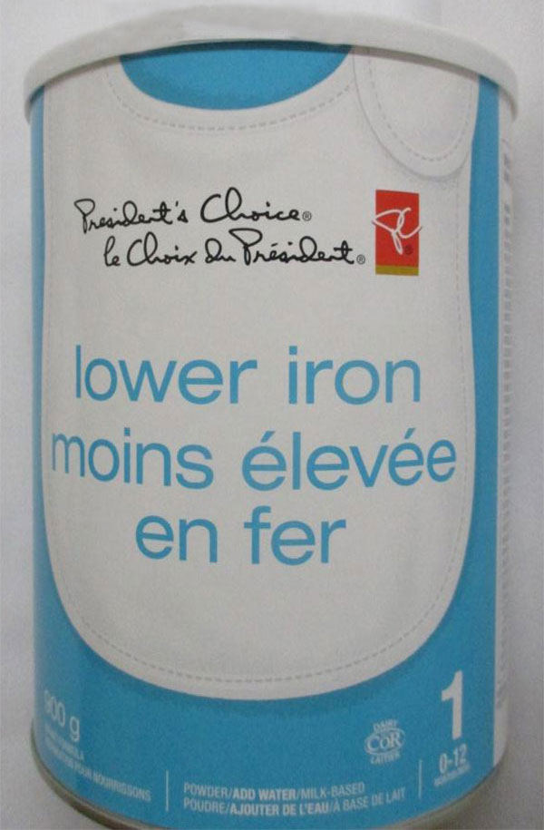 Food Recall Warning President’s Choice brand Lower Iron milkbased powdered infant formula