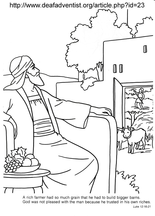 Parable of the rich fool coloring pages