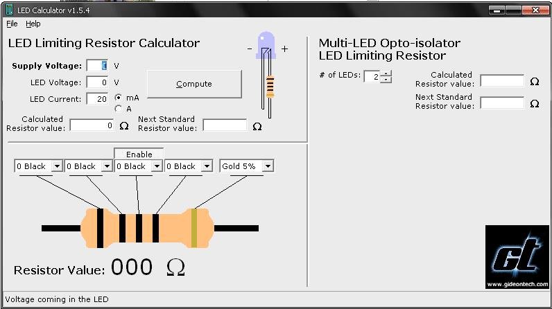 Trial and error LED Limiting Resistor Calculator ( led 저항 계산기)
