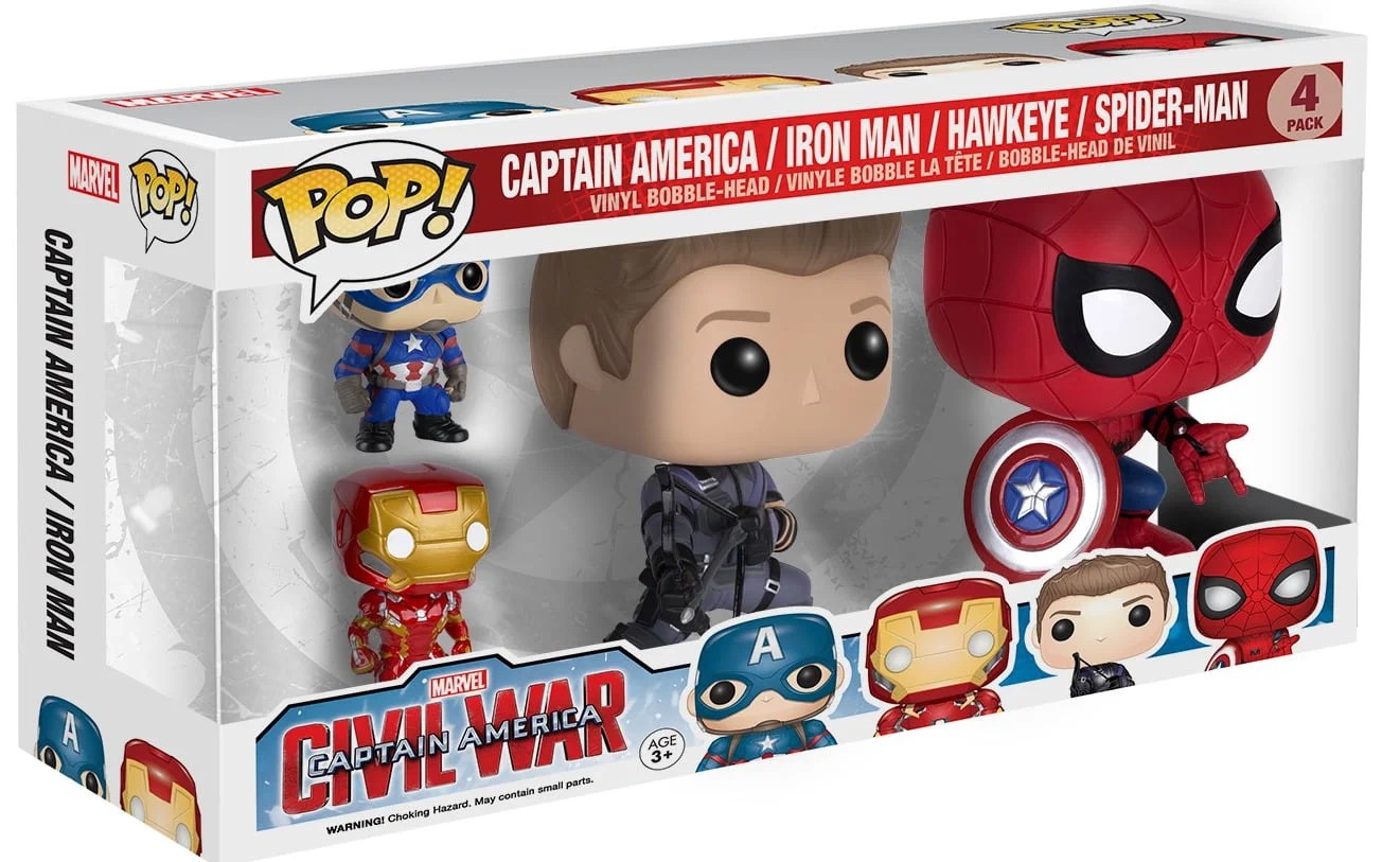 FUNKO POP MARVEL CIVIL WARS CAPTAIN AMERICA FIGURA 4 PACK CAPITAN