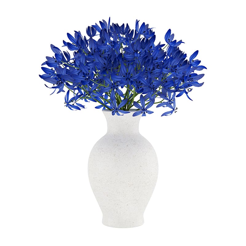 Blue Flowers in White Vase CGAxis 3D models, PBR, HDRI for your 3D