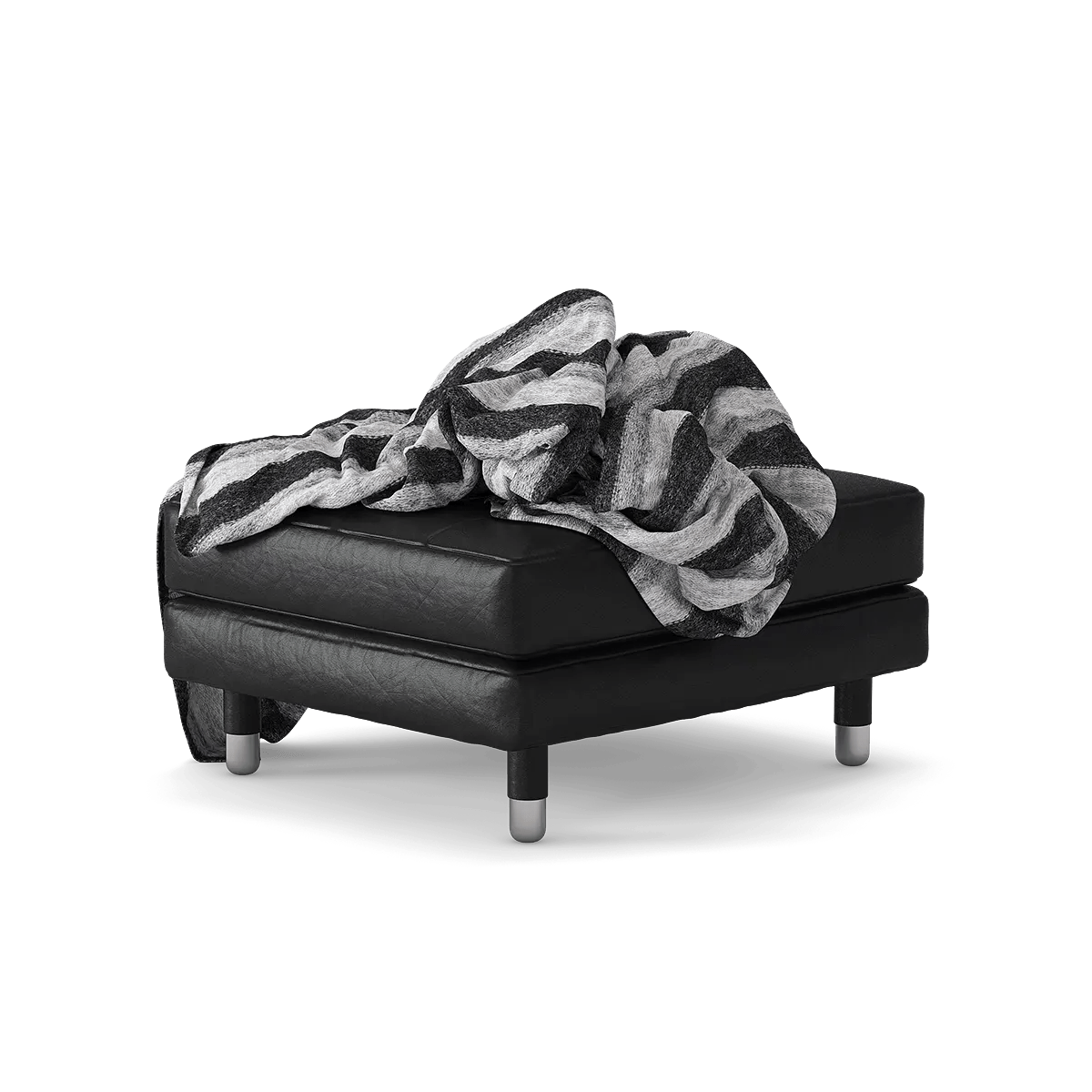 Black Leather Footrest 3D Model