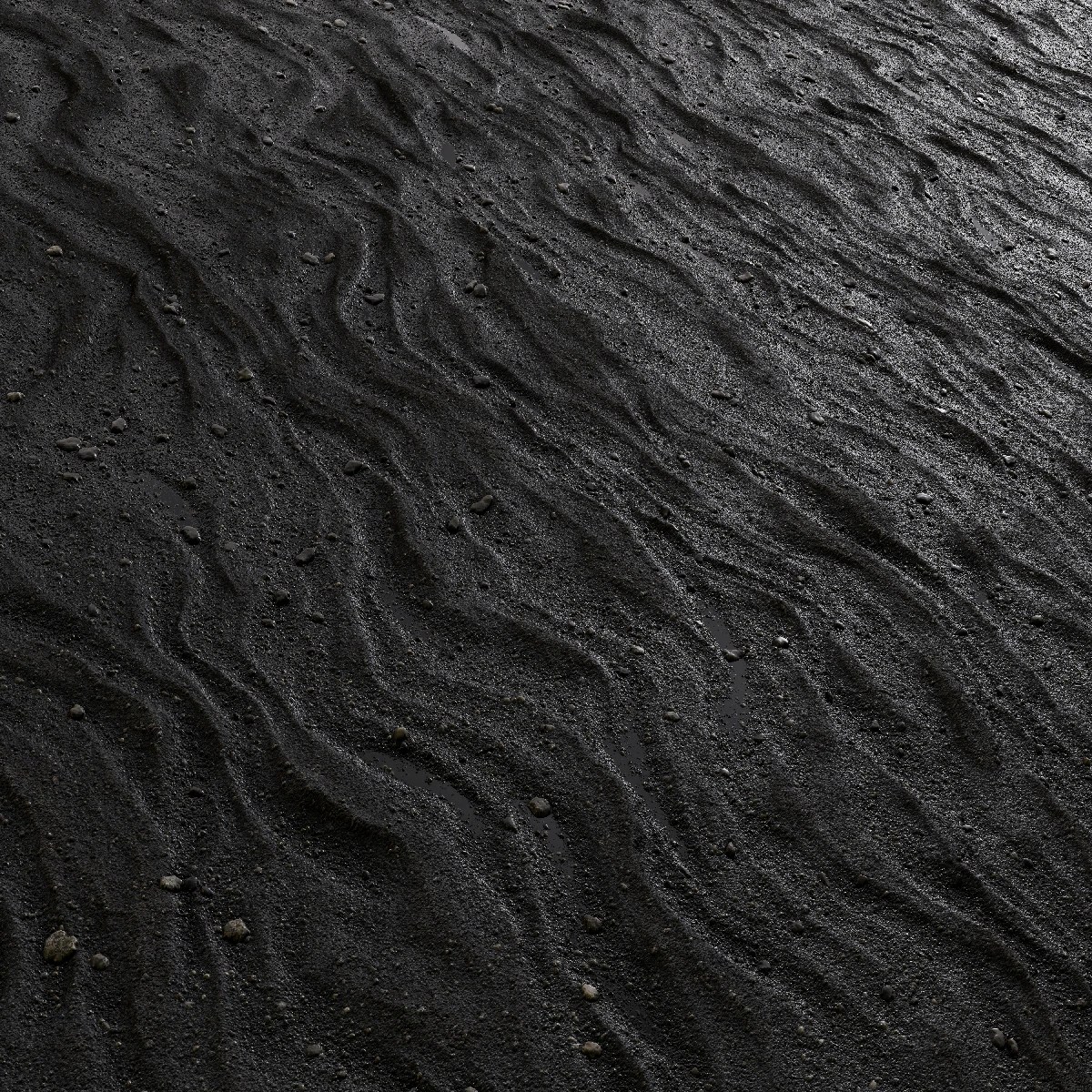 Wet Black Sand PBR Texture