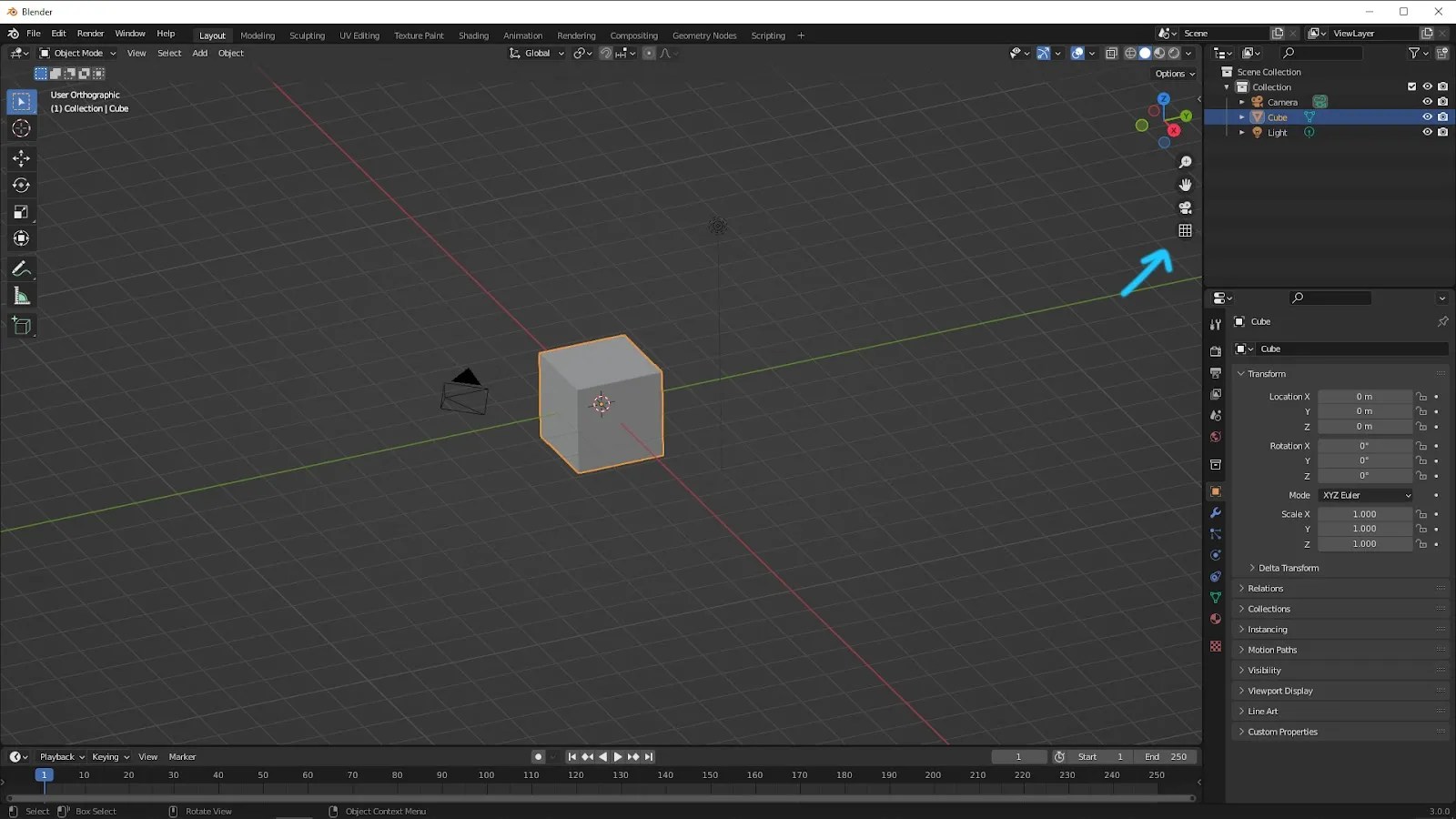 Switch Perspective view to Orthographic view in Blender