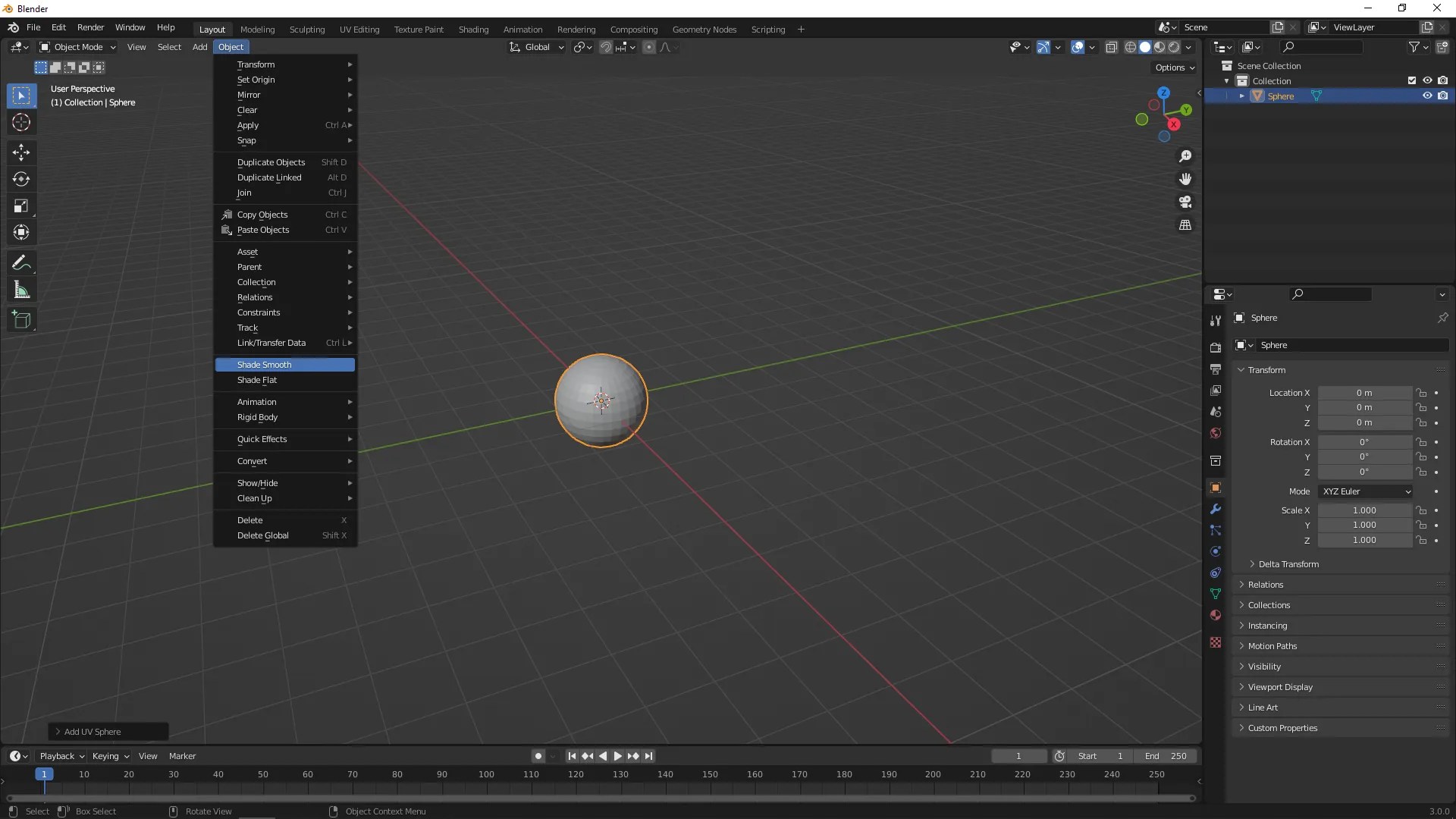 How to make a smooth sphere in Blender