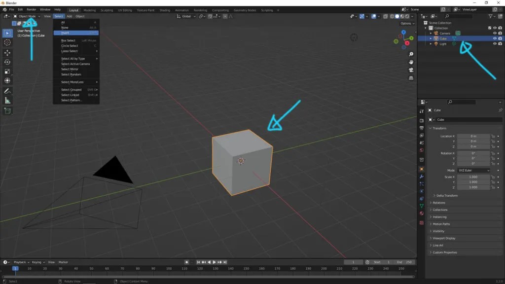 Blender Invert Selection