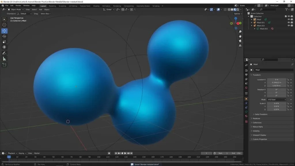 Blender metaball to mesh, step by step