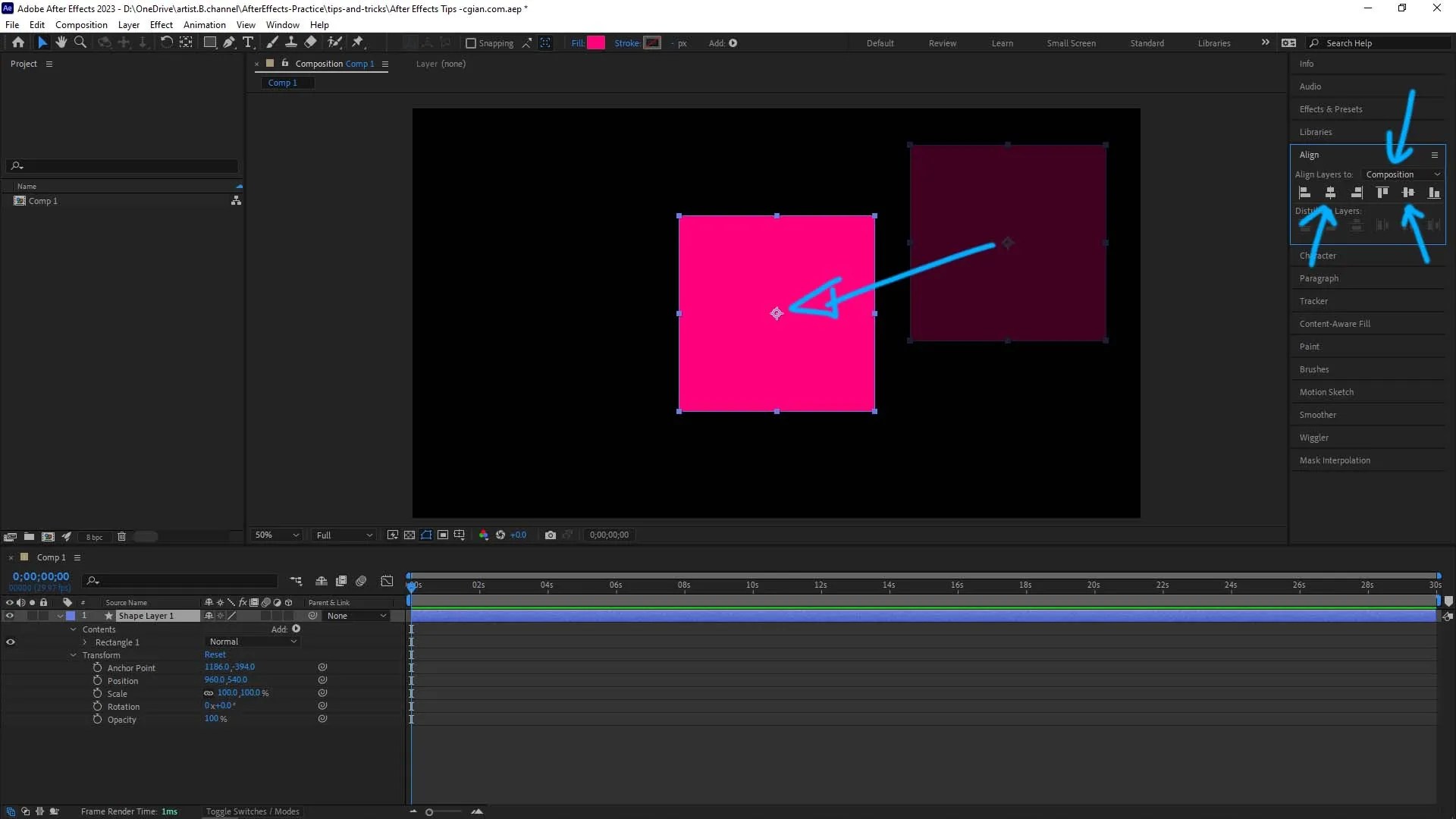 How to center anchor point in After Effects