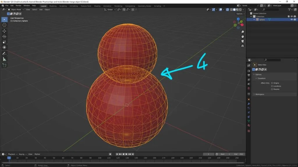 How to merge object in Blender