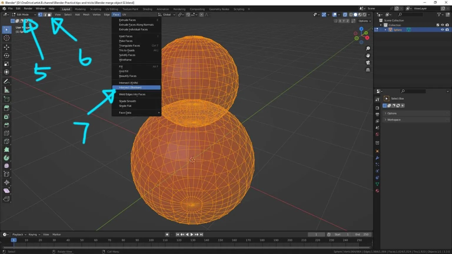 How to merge object in Blender
