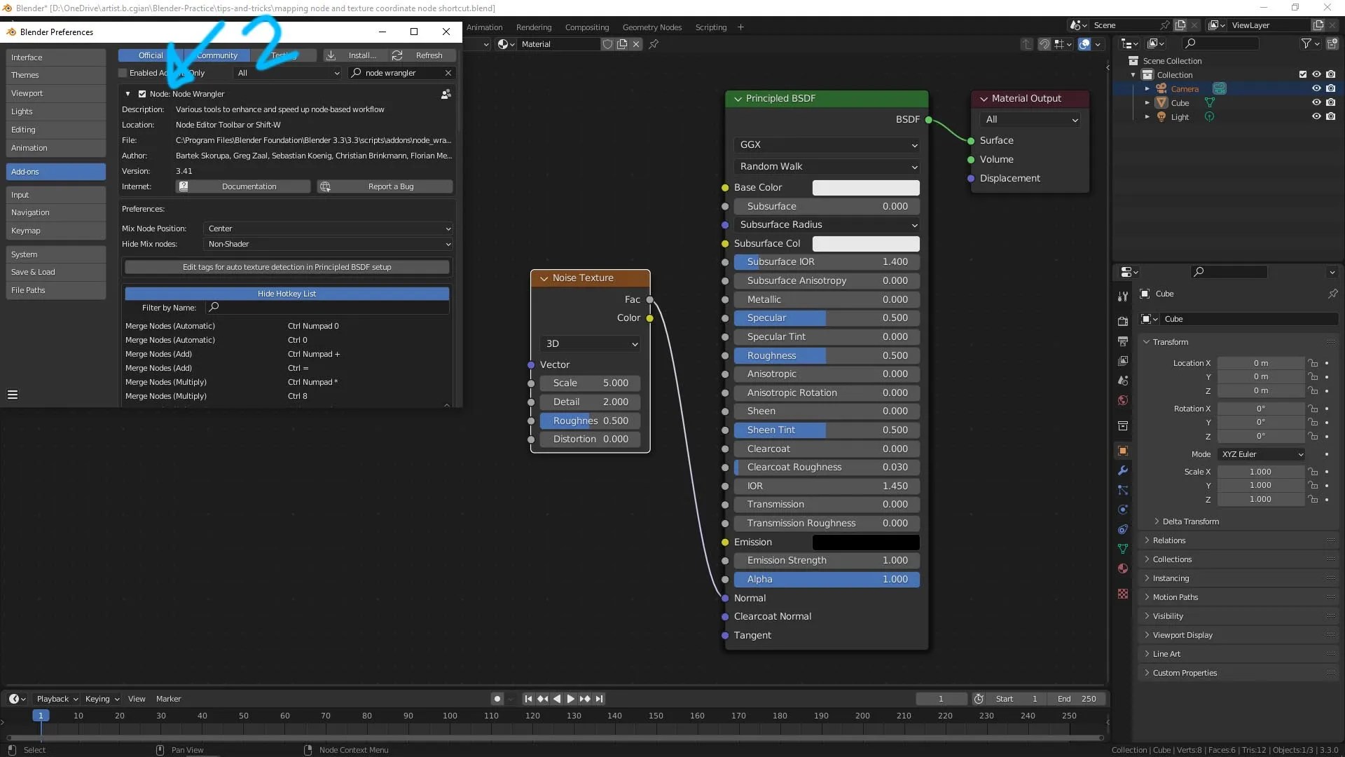 Blender Shortcut for adding Mapping Node and Texture Coordinate Node
