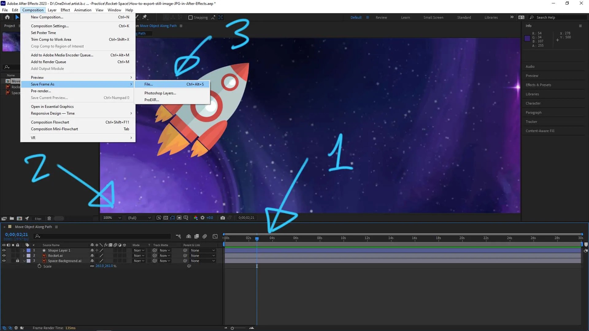 How to export a frame as JPG in After Effects