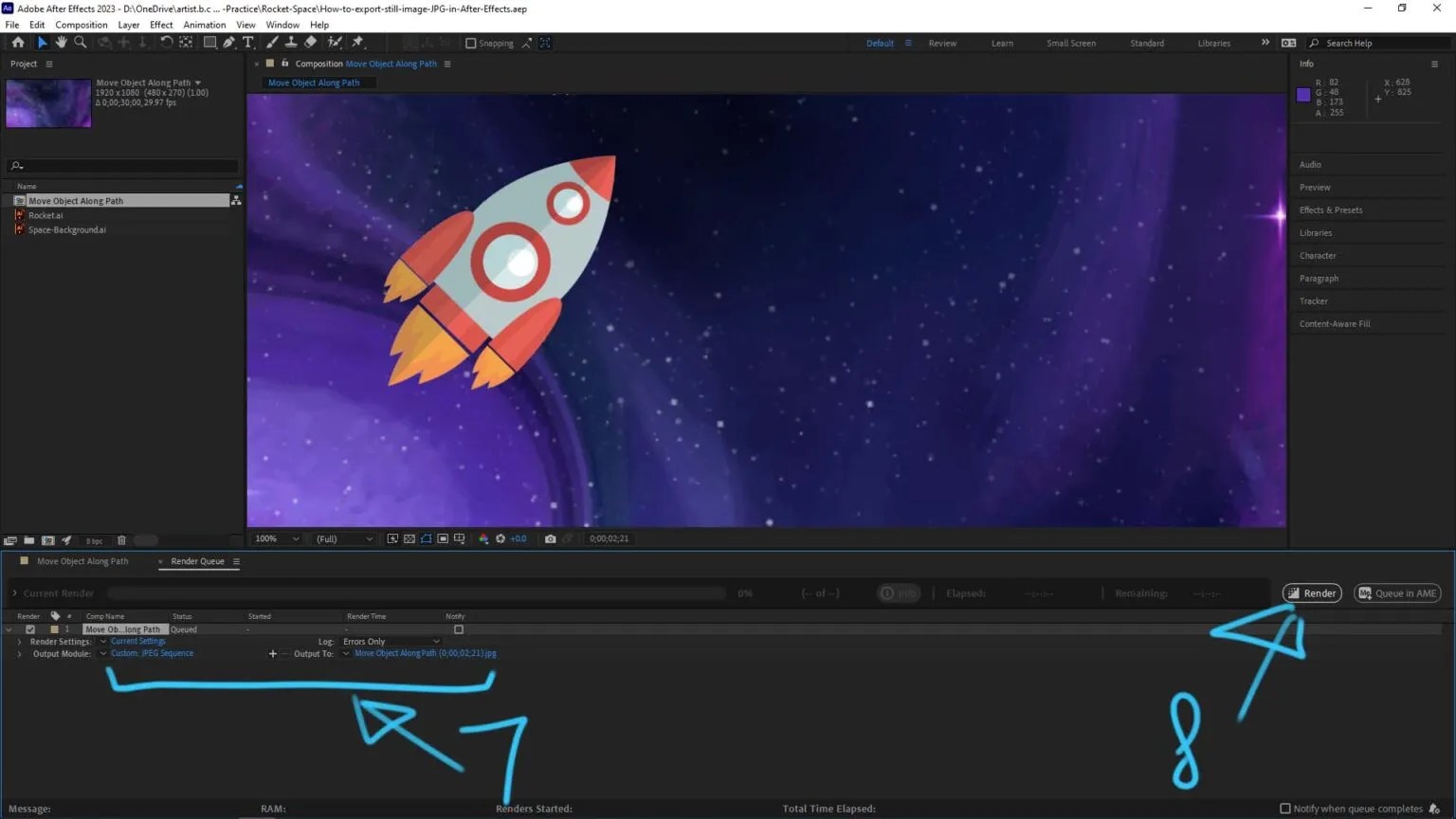 How to export a frame as JPG in After Effects