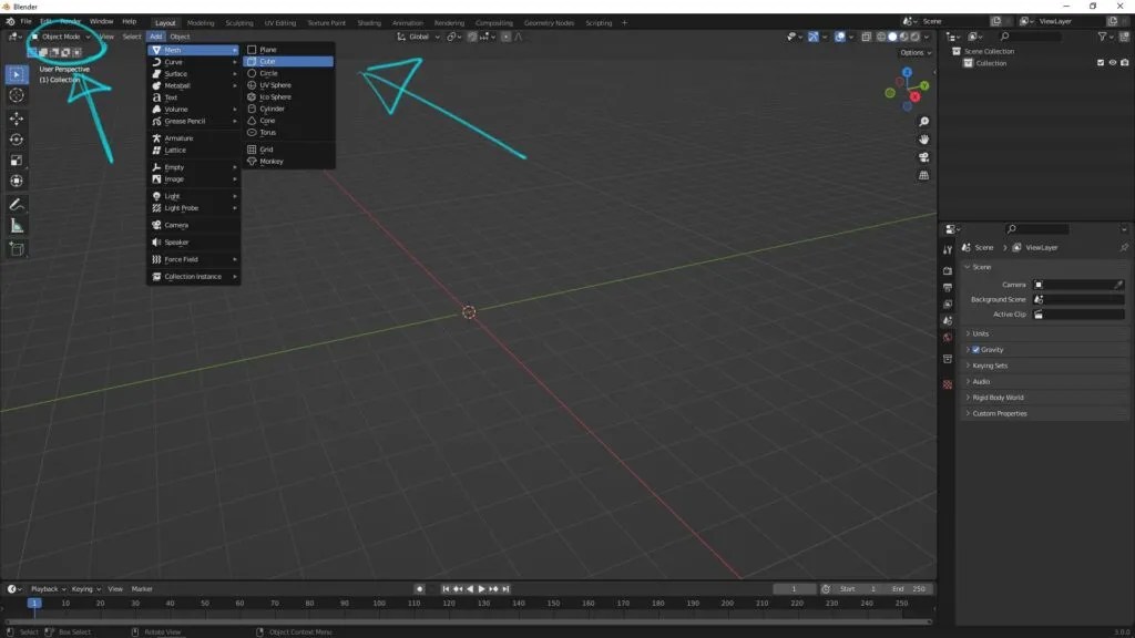 How to add objects with shortcut in Blender