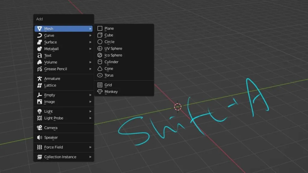 How to add objects with shortcut in Blender