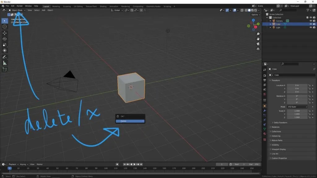 How to Delete in Blender