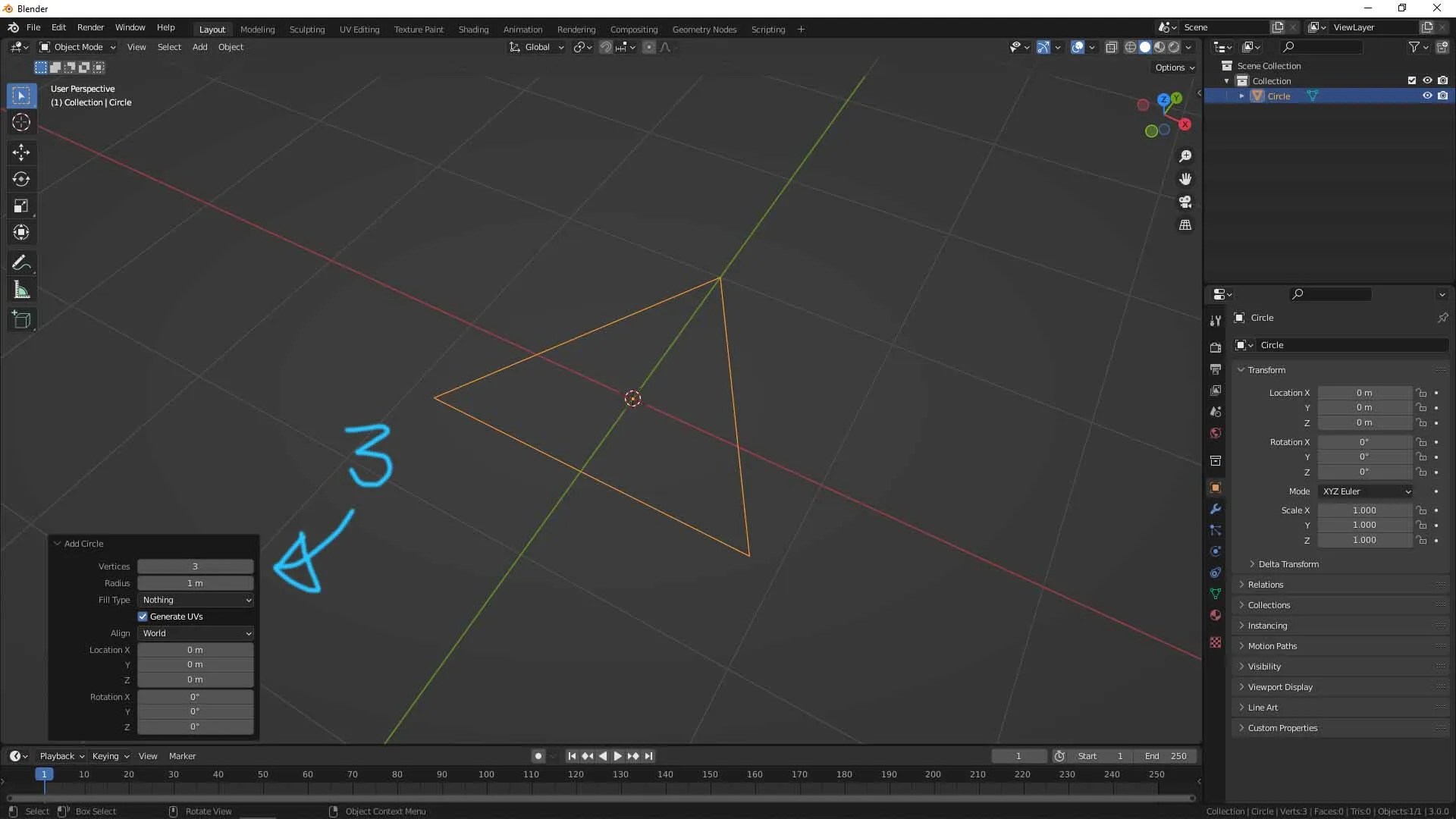 How to make a triangle in Blender