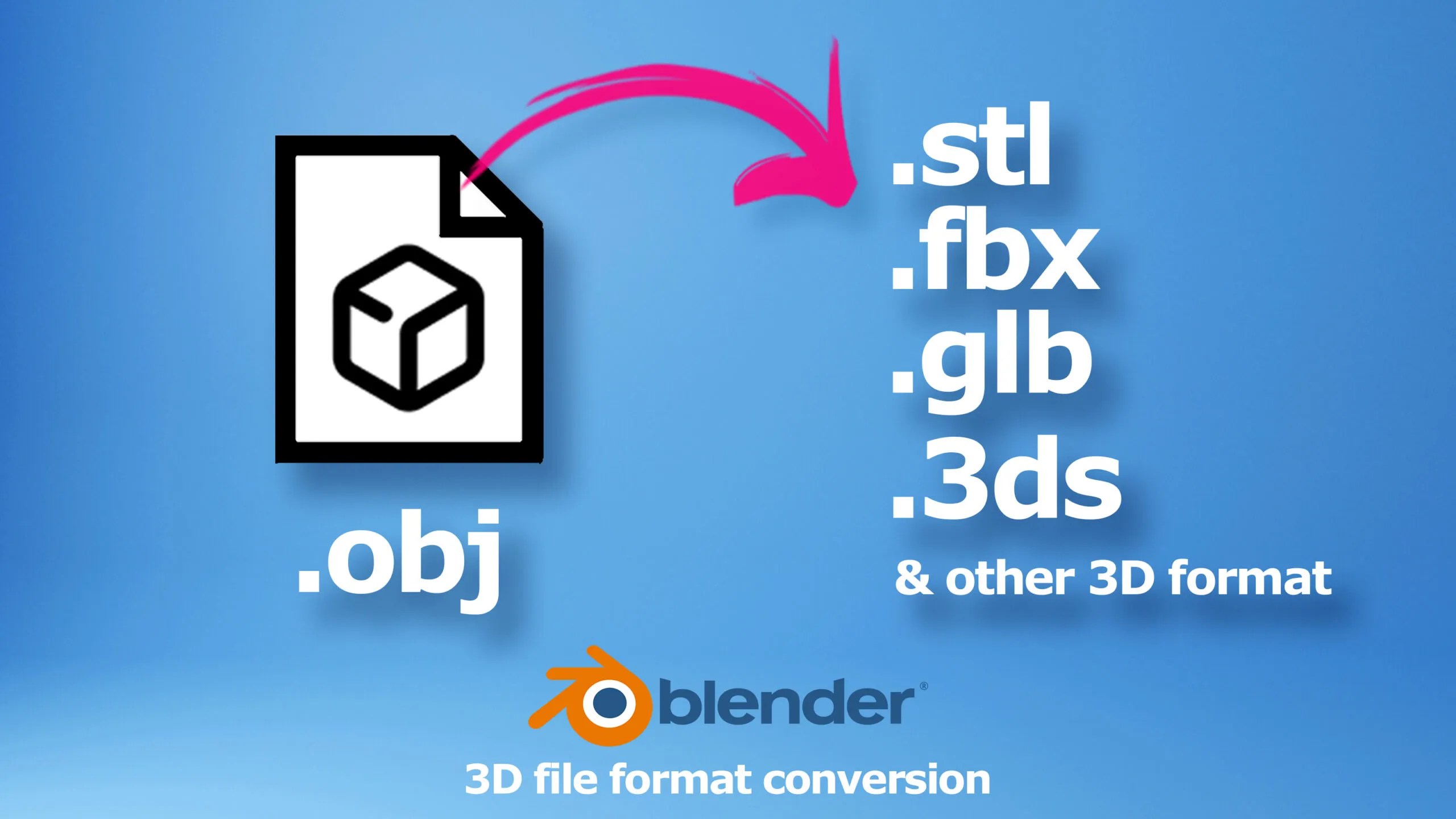 OBJ to FBX, STL, 3DS, GLB, file converter using Blender for free