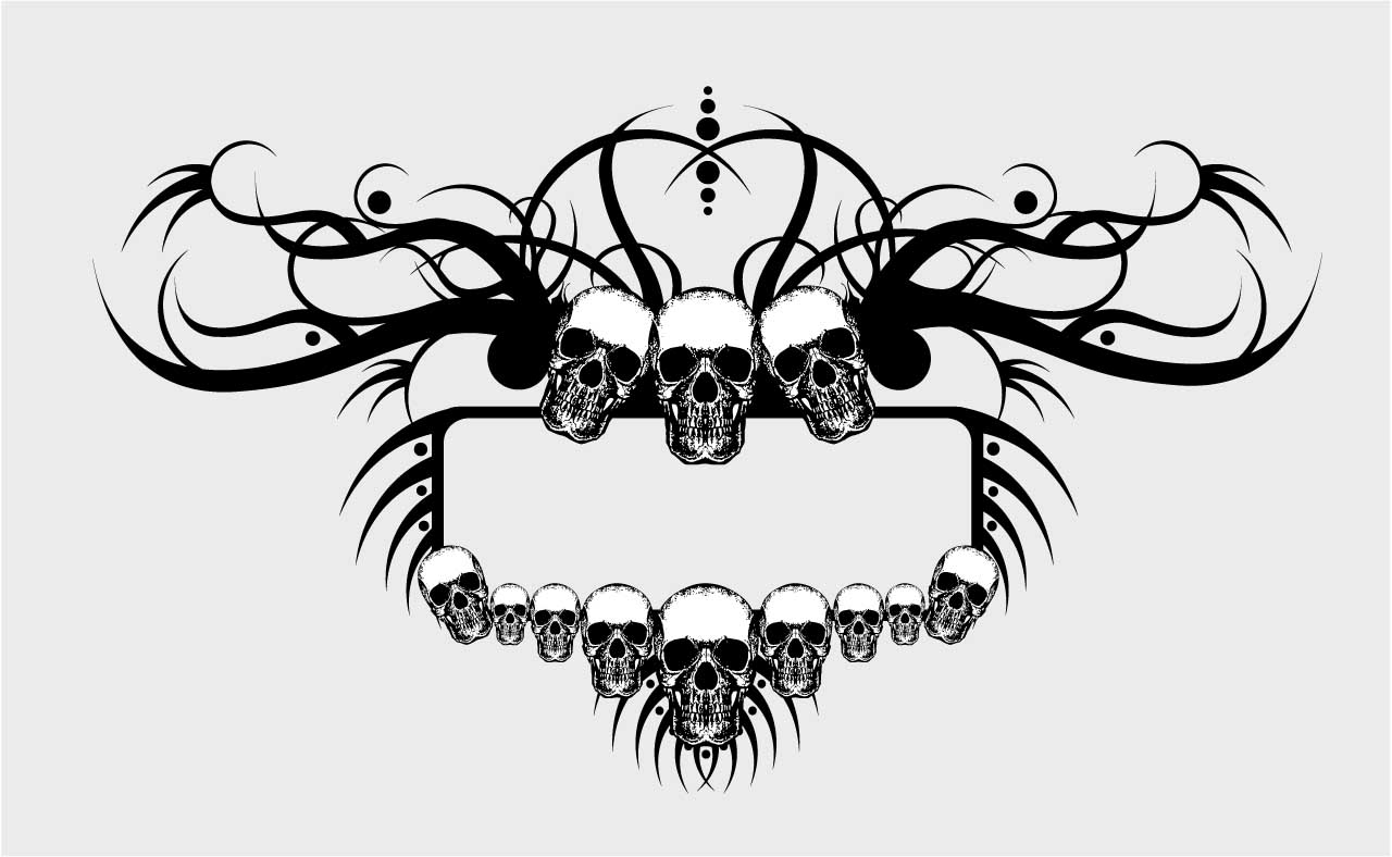 Grunge skulls frame vector Free download