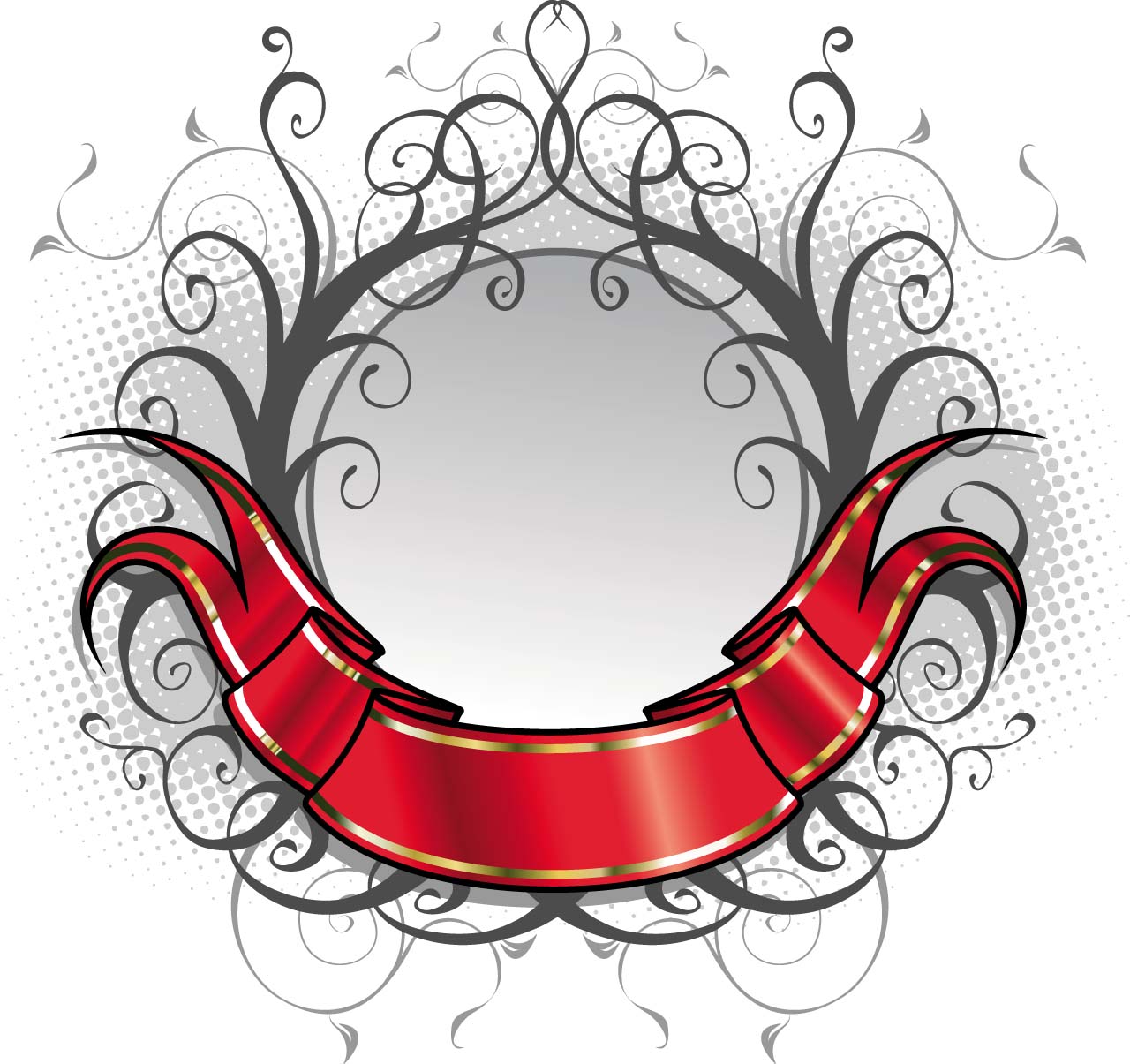 Red ornate title ribbon vector Free download