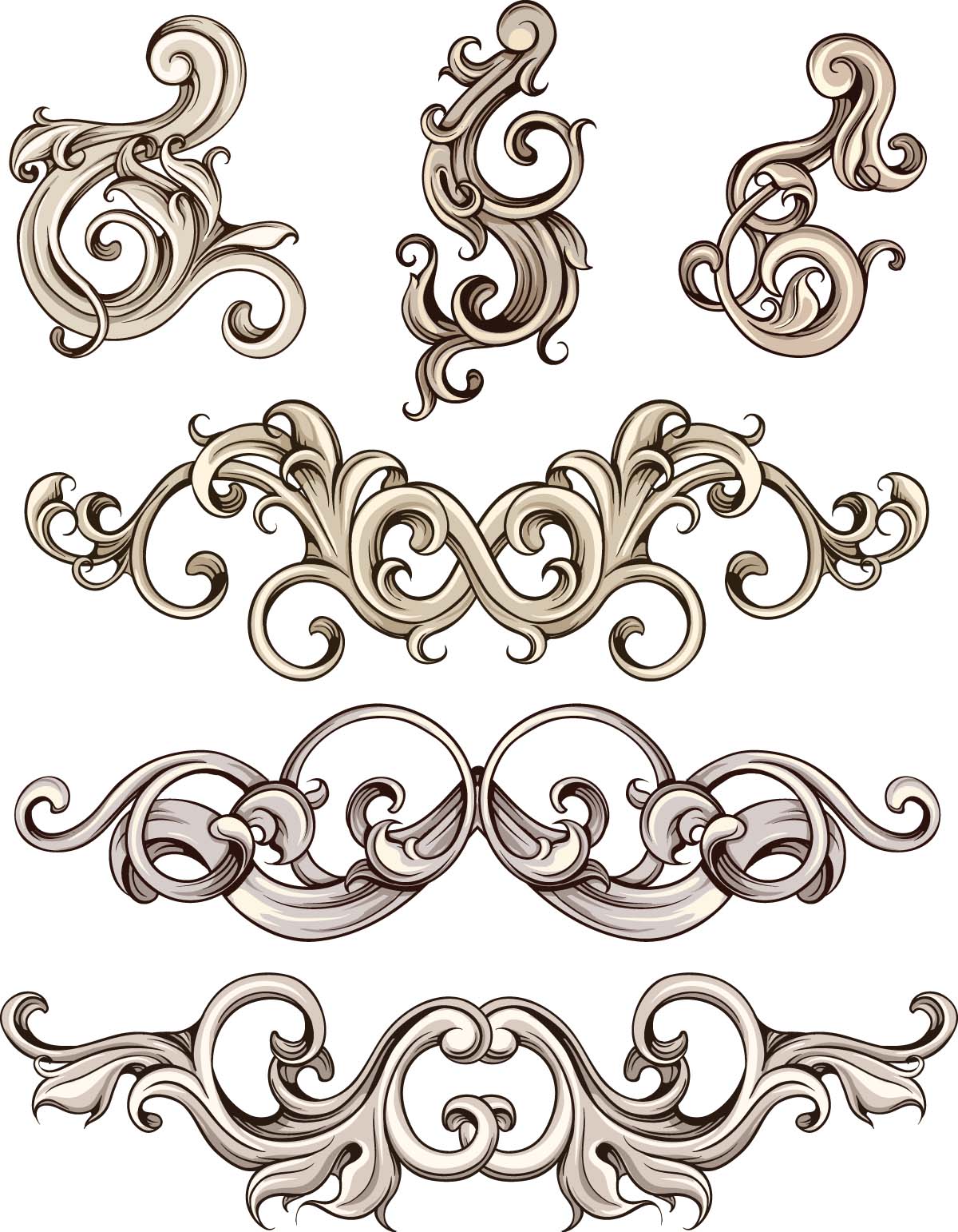 Ornate elements for decoration invitations set Free download