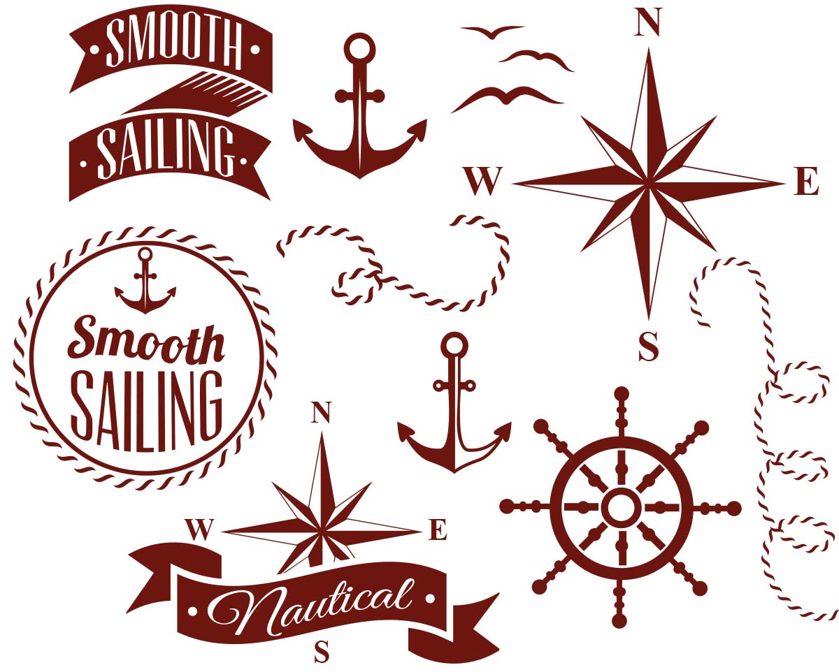 Decorative nautical elements vector Free download