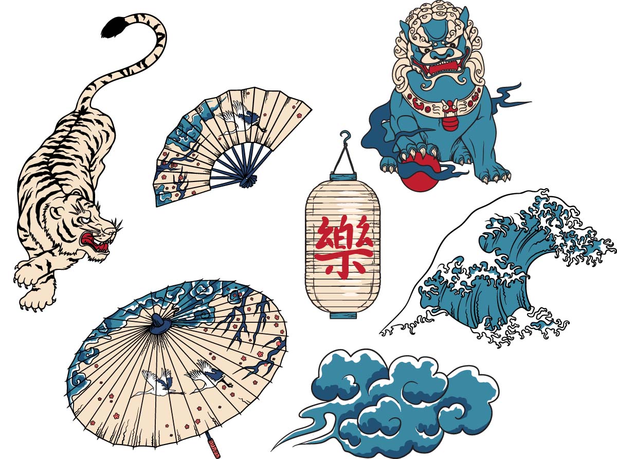 Japanese national symbols set Free download