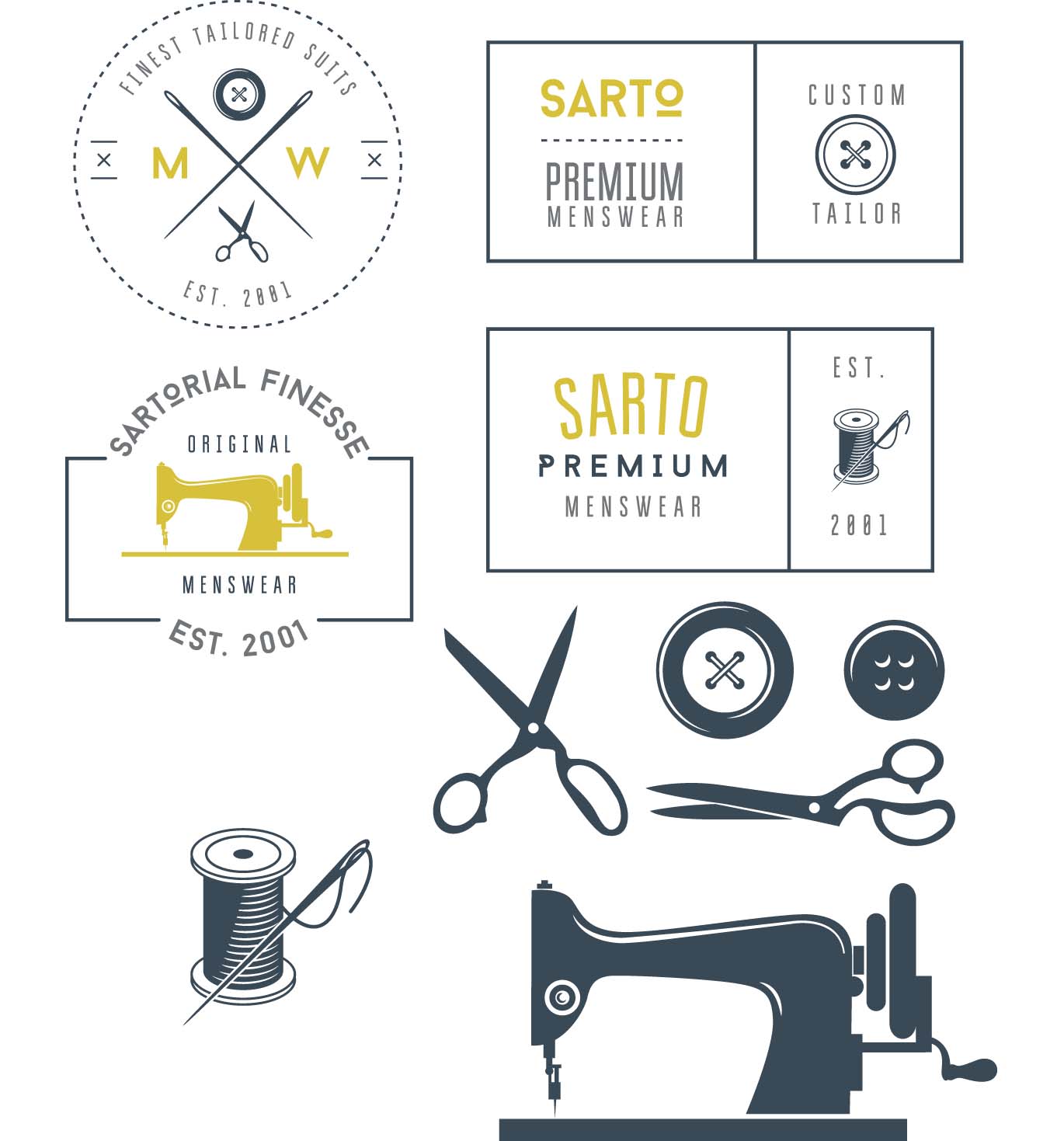 Tailor labels modern set vector Free download
