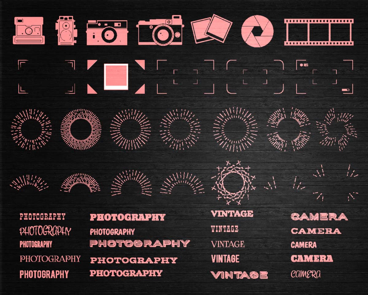 Photography elements and fonts vector Free download