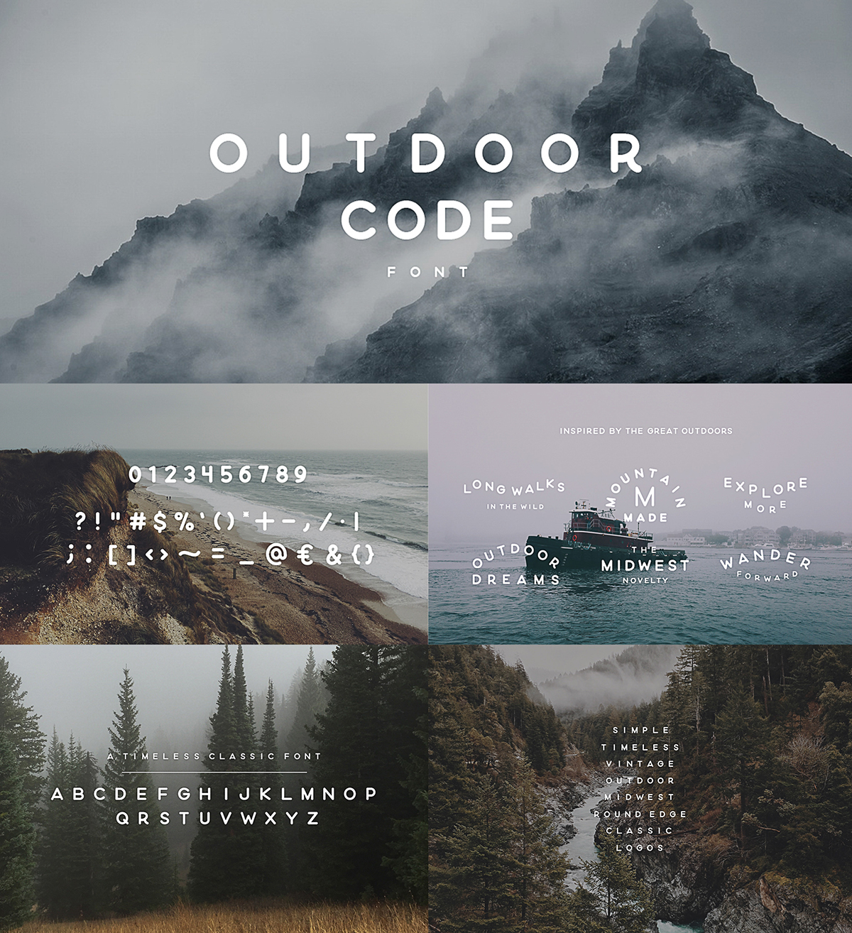 Outdoor code simple font Free download