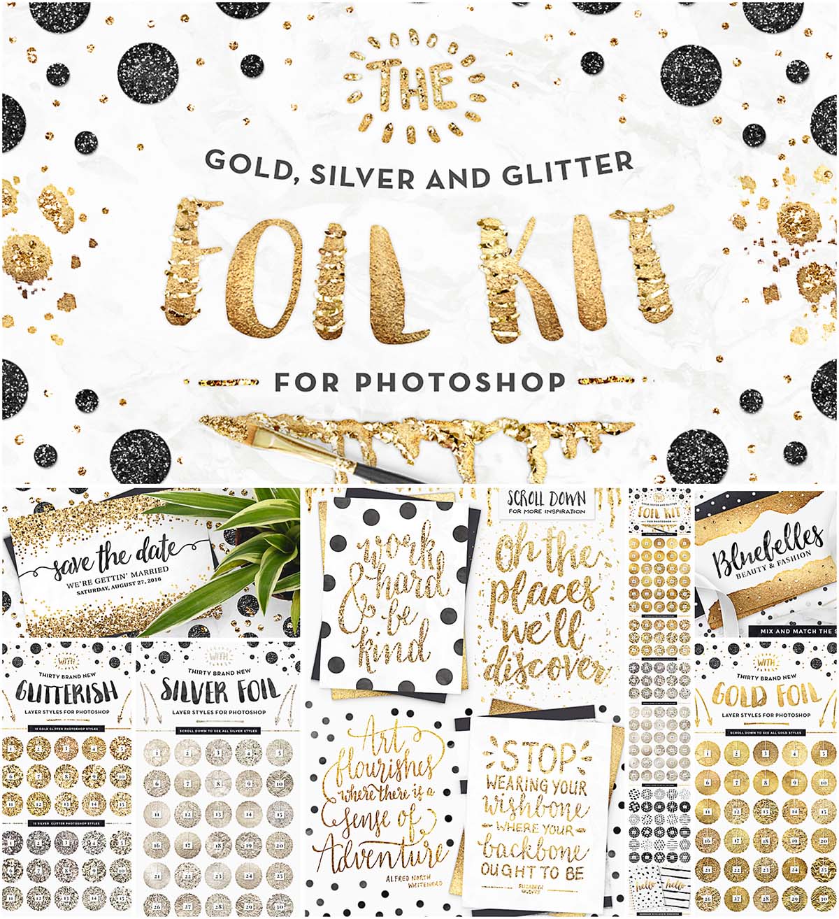 Gold foil kit essentials with patterns Free download