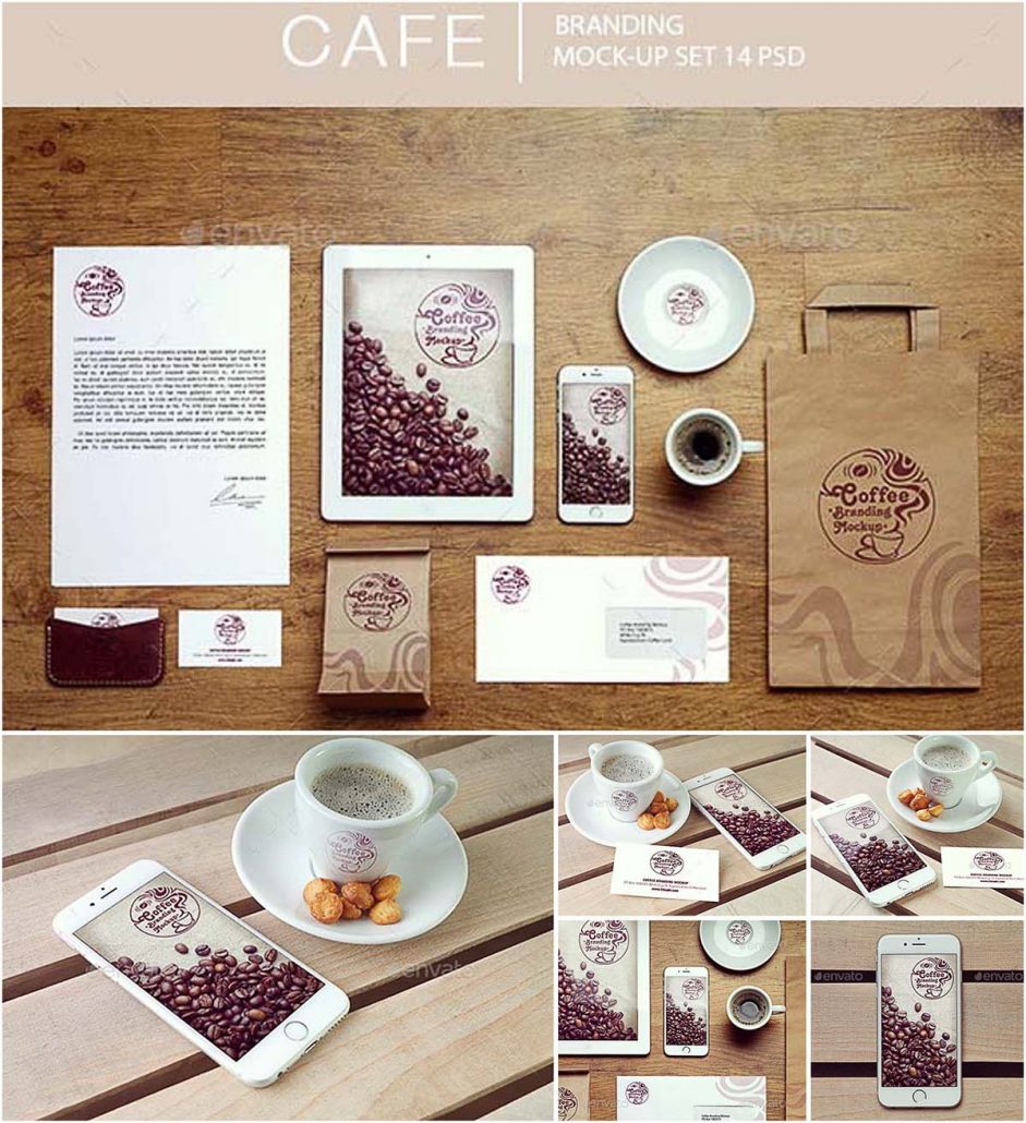 Cafe branding mockup set Free download