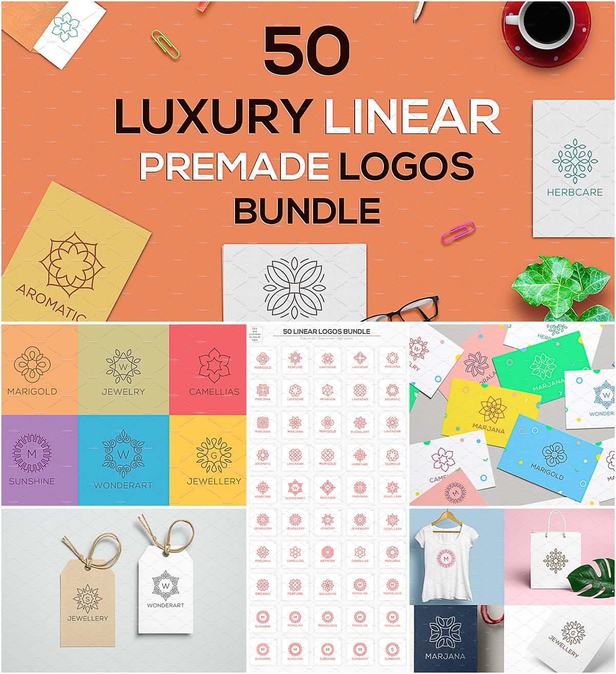 Linear premade logos collection Free download