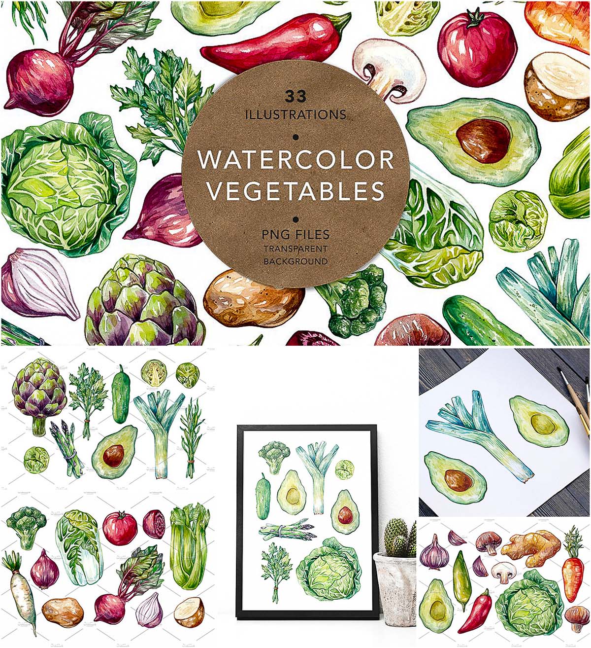 Watercolor vegetables Free download