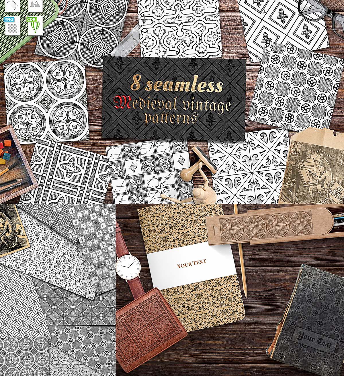 Medieval seamless patterns Free download