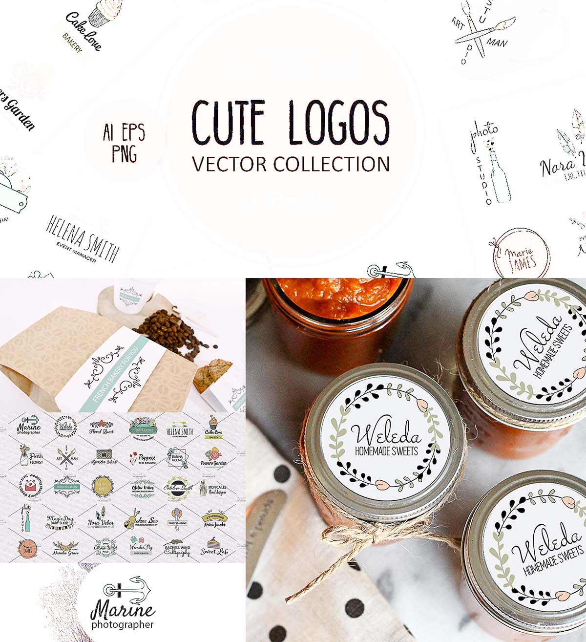 Cute vector logos collection Free download