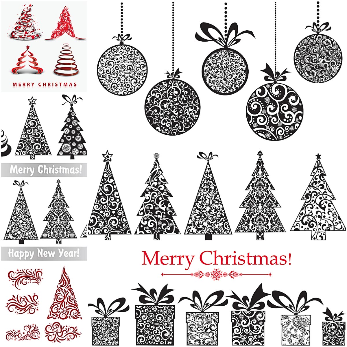 Stylized Christmas Trees Ornate Stylized Christmas Trees Vector Free download