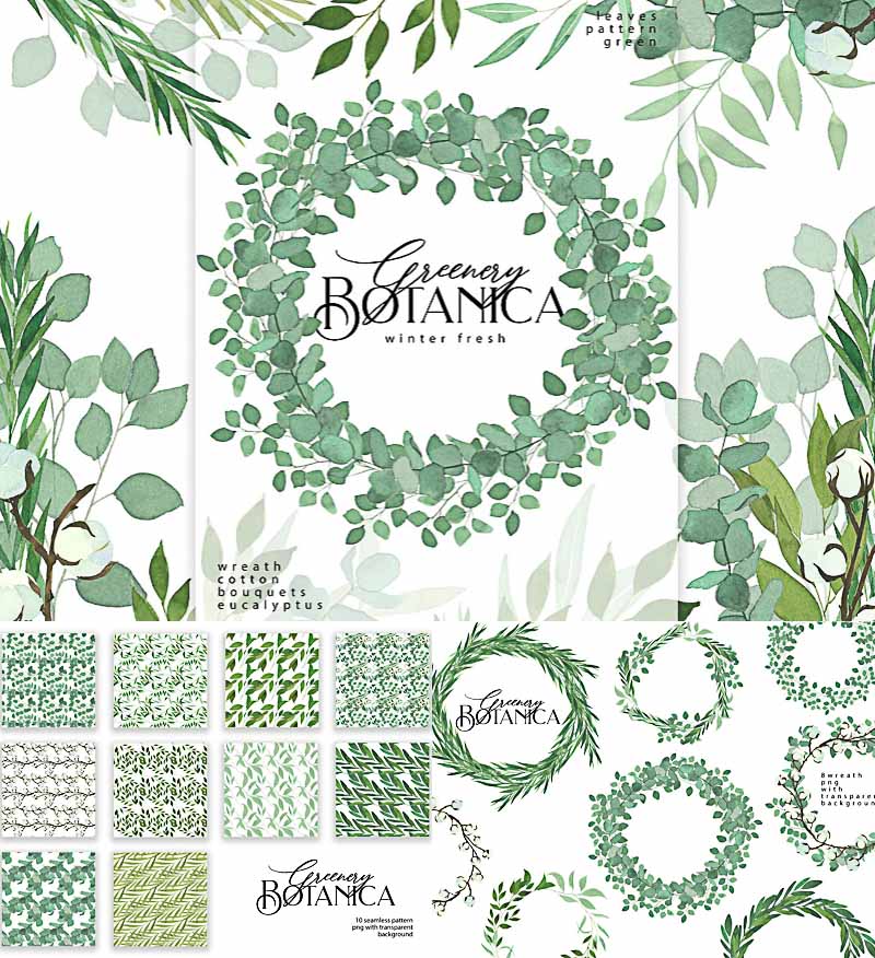 Greenery Botanical Art Set Free download