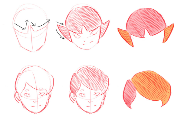 тутор как рисовать волосы