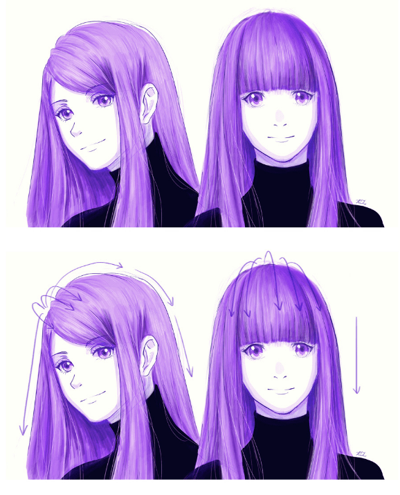 тутор как рисовать волосы